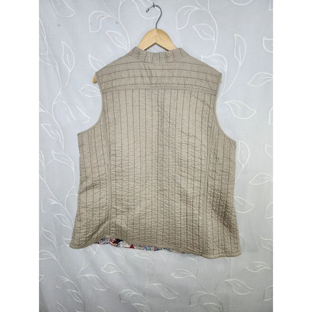 Quilt Sleeveless Womens Jacket Vest Dual Sided Lightweight Cotton XL - Picture 7 of 7